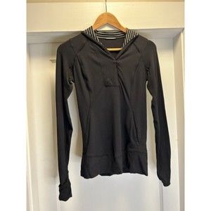 Lululemon A-Symmetrical Collard Black and White Zip Up Athletic Sweater Size M